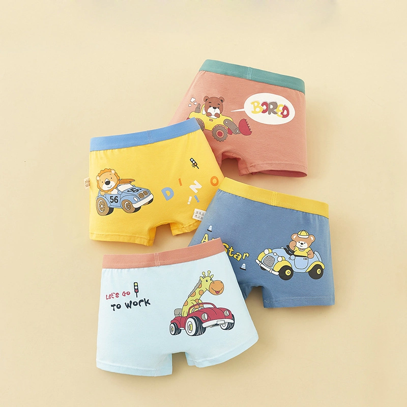 Children's Boys Pure Cotton Cute Cartoon Boxer Breathable Shorts