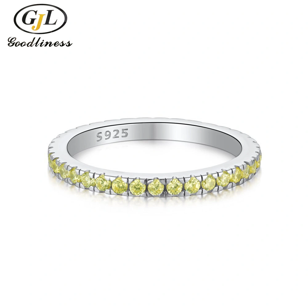 S925 Sterling Silver Female All Over The Sky Star Color Zircon Single Row Diamond Female Ring