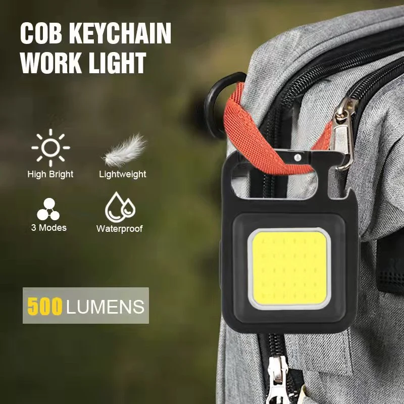 COB Bright USB Rechargeable Torch Mini 3 Light Modes Work Light Small Pocket Flashlights Camping Keychain Light