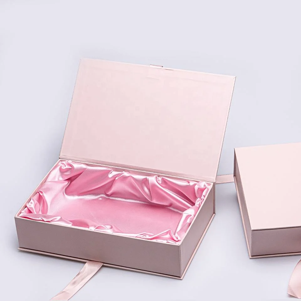 Custom Logo Pink Magnetic Cardboard Paper Box Gift Packaging Boxes with Birthday Present Watch