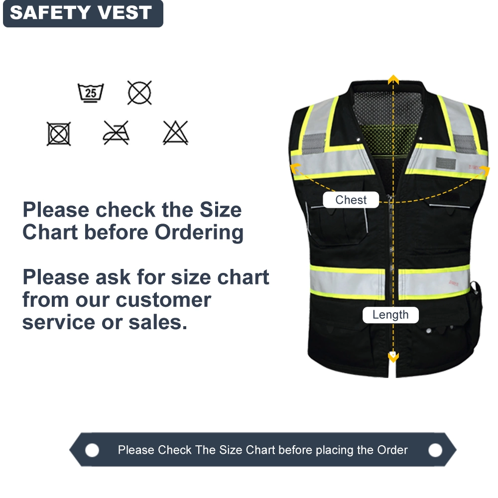 Wholesale/Supplier Vest Custom Logo Traffic Security Guard Vests Work Black Construction Safety Vest