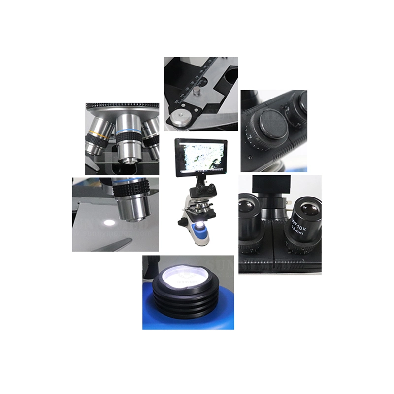 Sy-B129f2 equipo de laboratorio biológico óptica microscopio binocular con pantalla táctil