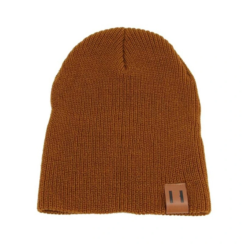 Dropshipping Leather Label Knitted Woolen Ear Protection Warm Cap