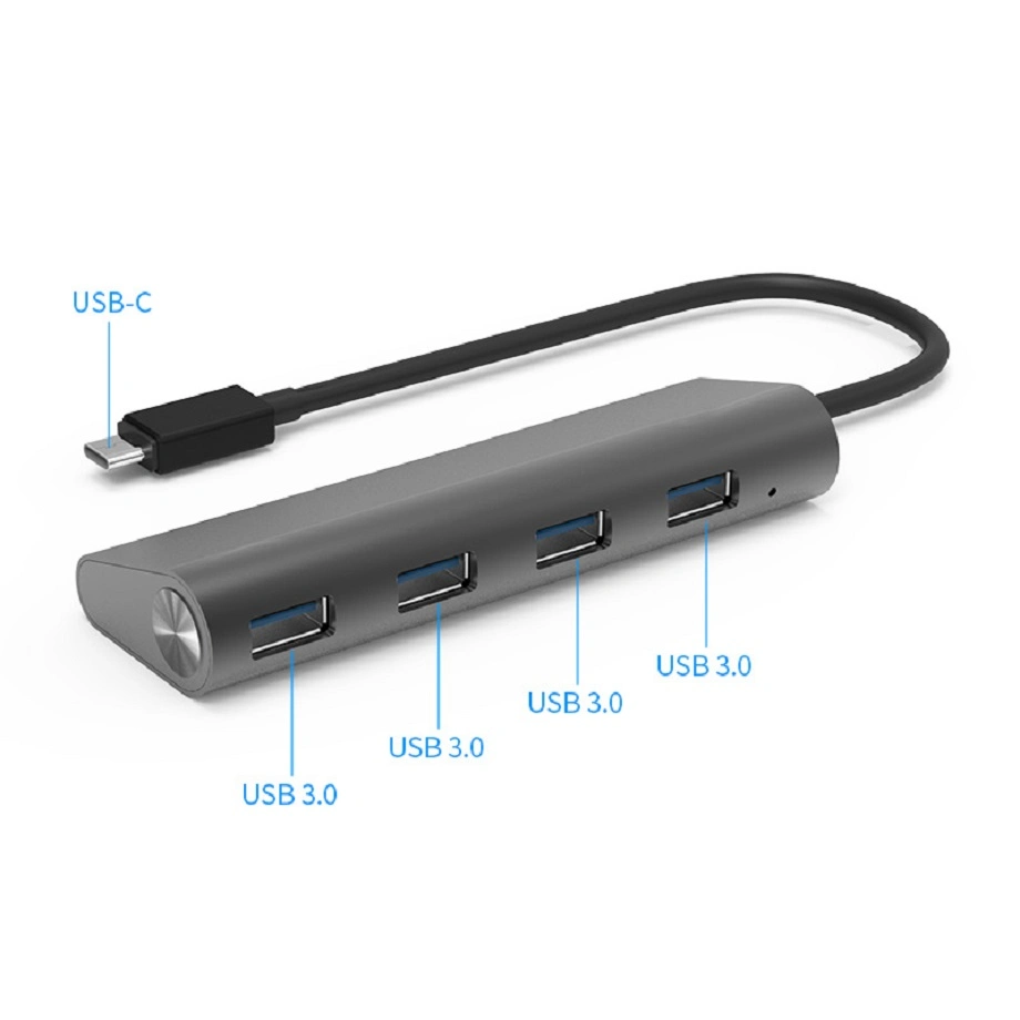 Superspeed USB-C to USB 3.0 4-Port Aluminum Hub