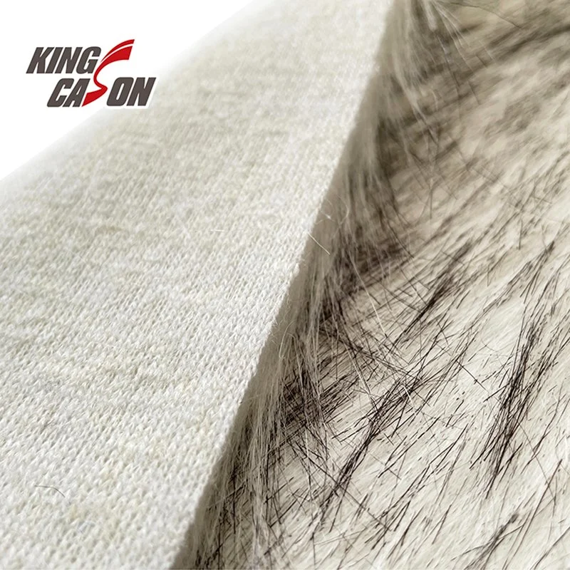 Kingcason White Gradient 4cm Long Pile Faux Fur Fabric for Garments Collar