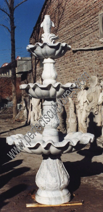 Antique 3 Three Tier White Stone Marble Water Fountain for Garden (SY-F005)