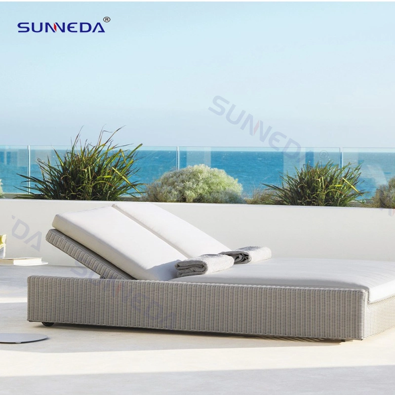 China Sunneda Factory Wholesale/Supplier Custom Outdoor Garden Pool Side Cube Double Sunbed Sunlounger