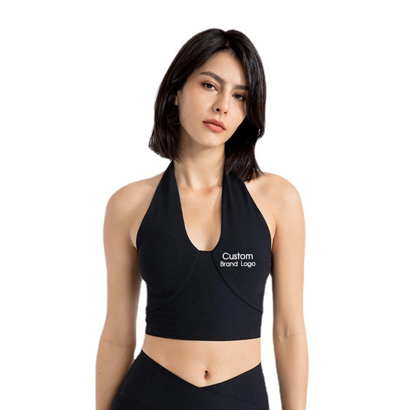 Sexy Halfter Neck Yoga-Bh Border-Laufsport-Unterwäsche Gerafft Außen Tragen Schöne Rücken Fitness Top Frauen