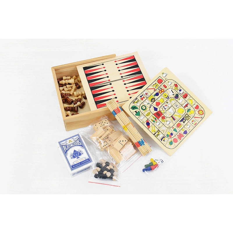 Multifunktionales Holzbrett Spiel All in One Poker Domino Set