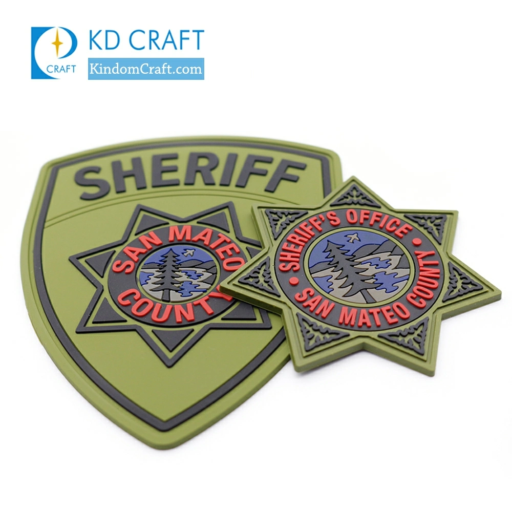 Manufacturer Customized Rubber 3D Security Air Force Uniform Sheriff Star Logo Custom Soft PVC Badge Patch for Sale