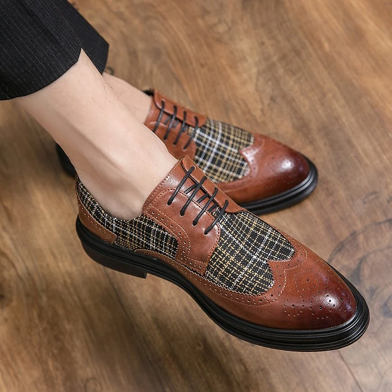 Male Fashion Leather Brock Dress Shoes for Men