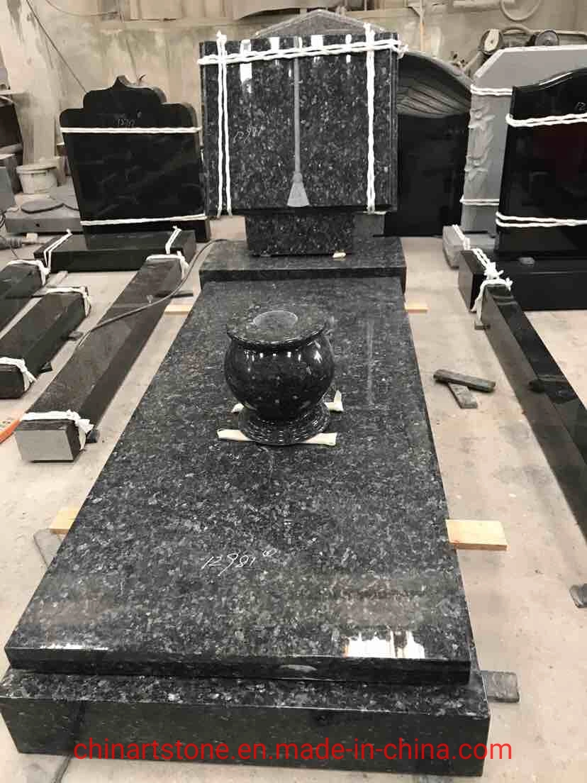 Preto e Branco da natureza em granito verde azul para o Cemitério Tombstone Grave