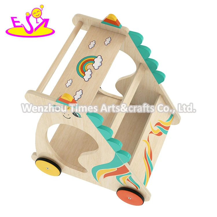 New Arrival Walking Learning Trolley Cart Wooden Unicorn Push Walker for Baby W16e226