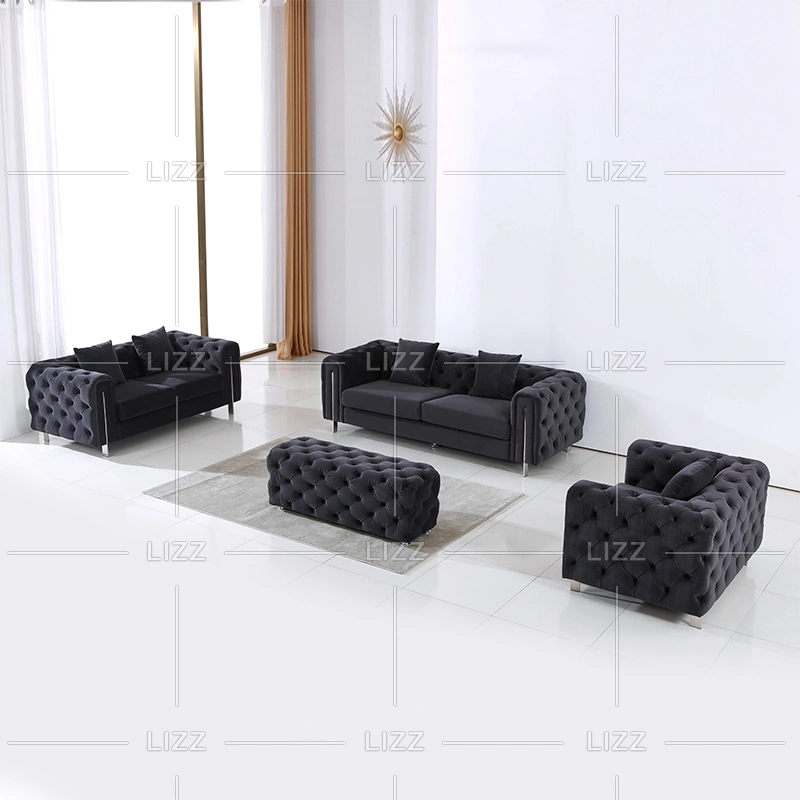 Italienische Moderne Möbel Wohnzimmer Freizeit Chesterfield Samt Stoff Sofa