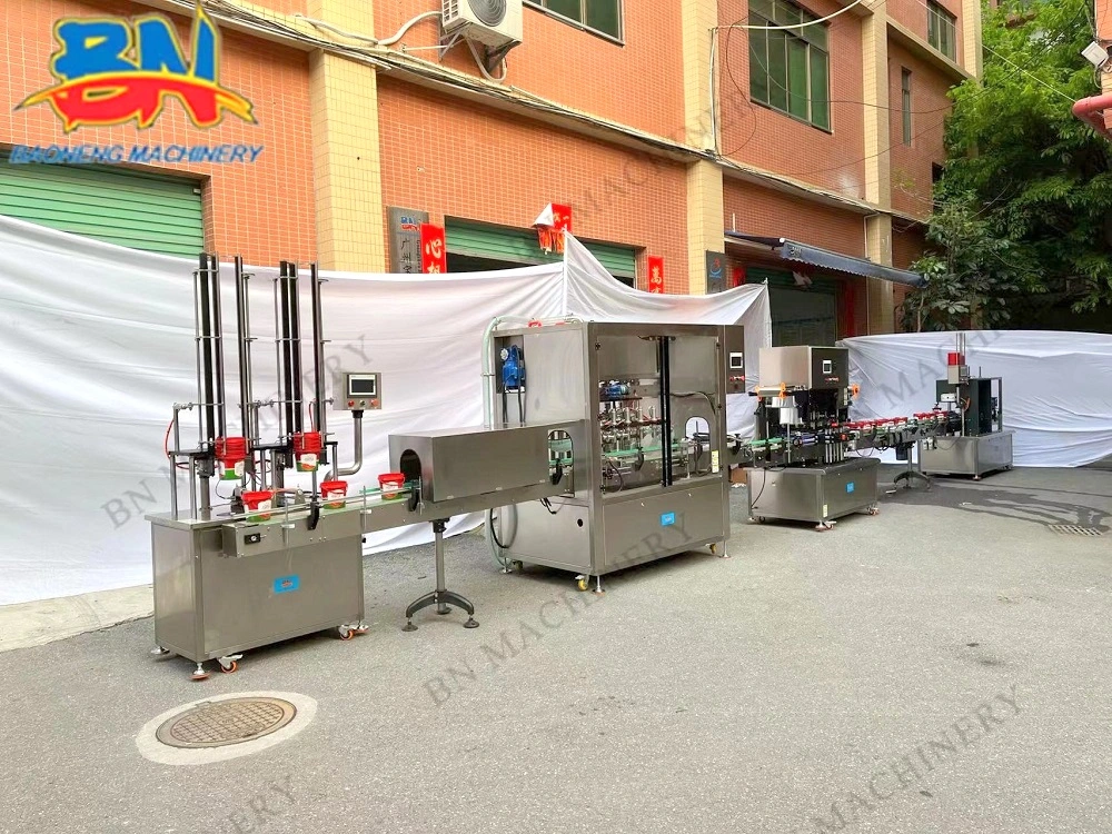 Factory Automatic Bottle Jar Pail Paste Sauce Filling Machine with Packaging Line