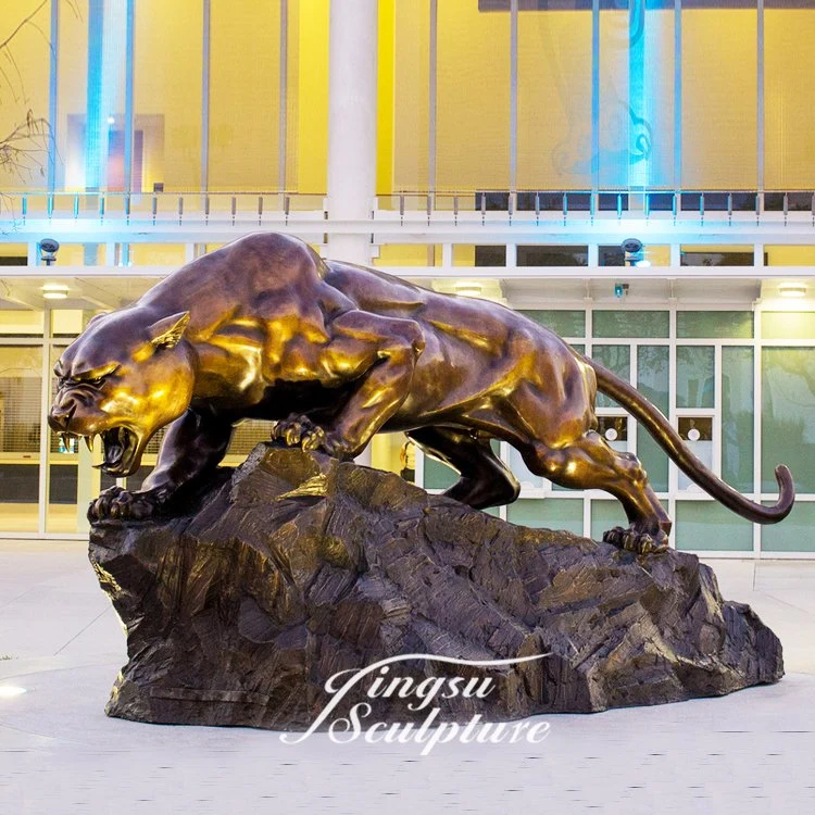 La decoración de arte al aire libre de bronce de fundición Panther estatua de animales para el exterior