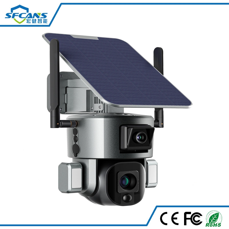 4MP WiFi Solar Powered Battery Security Full Color Floodlight Outdoor CCTV Camera