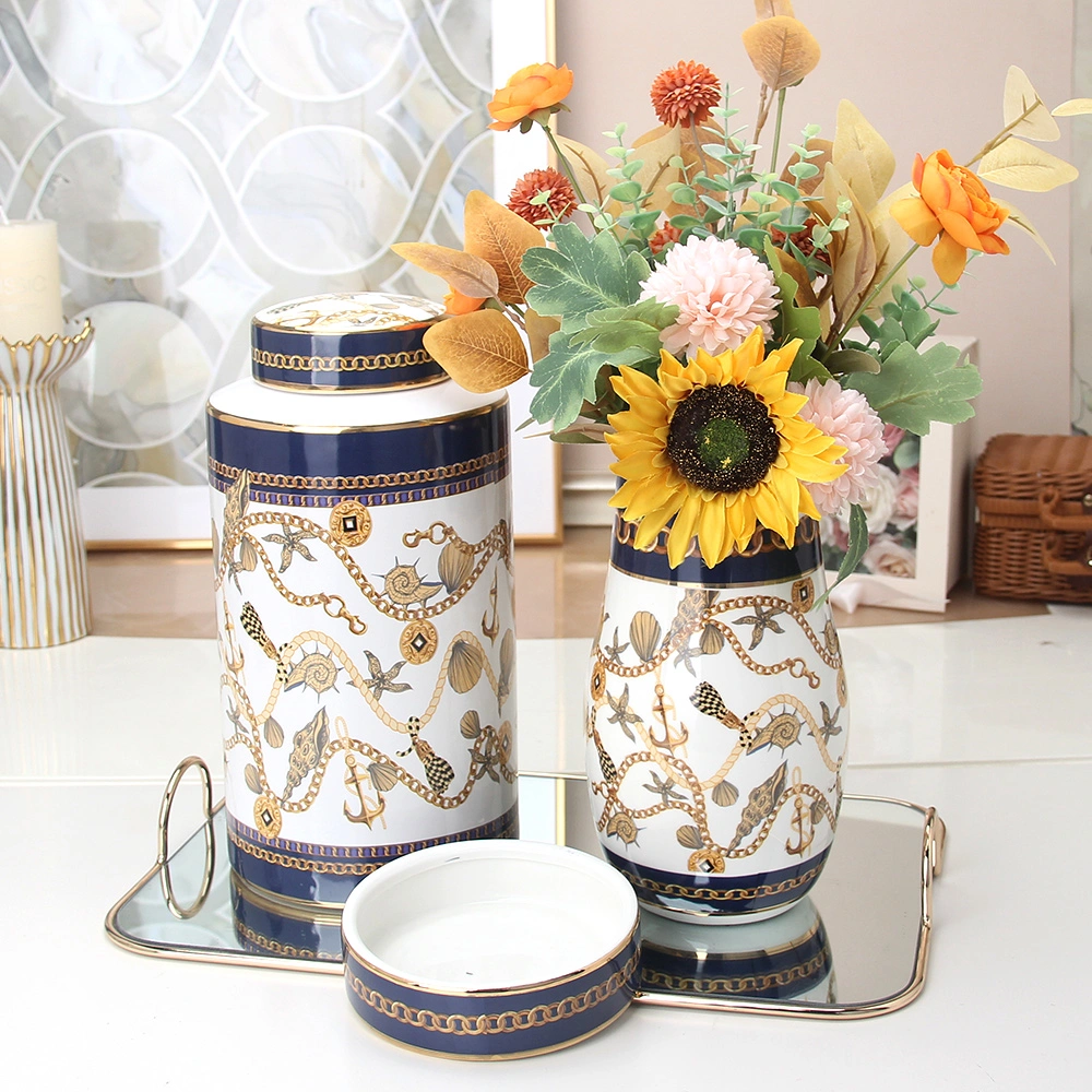 J223 High quality/High cost performance  Ceramic Flower Jar 10.6 Inch Home Decor Porcelain Storage Coffee Honey Jar Sets Inter Decoration for Hotel