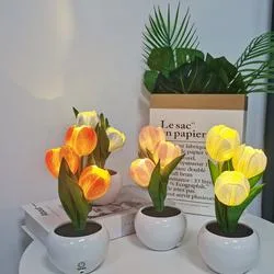 O transporte da fábrica levou Tulip candeeiro de mesa noite à beira do Flor da lâmpada de luz de mesa romântico para decoração