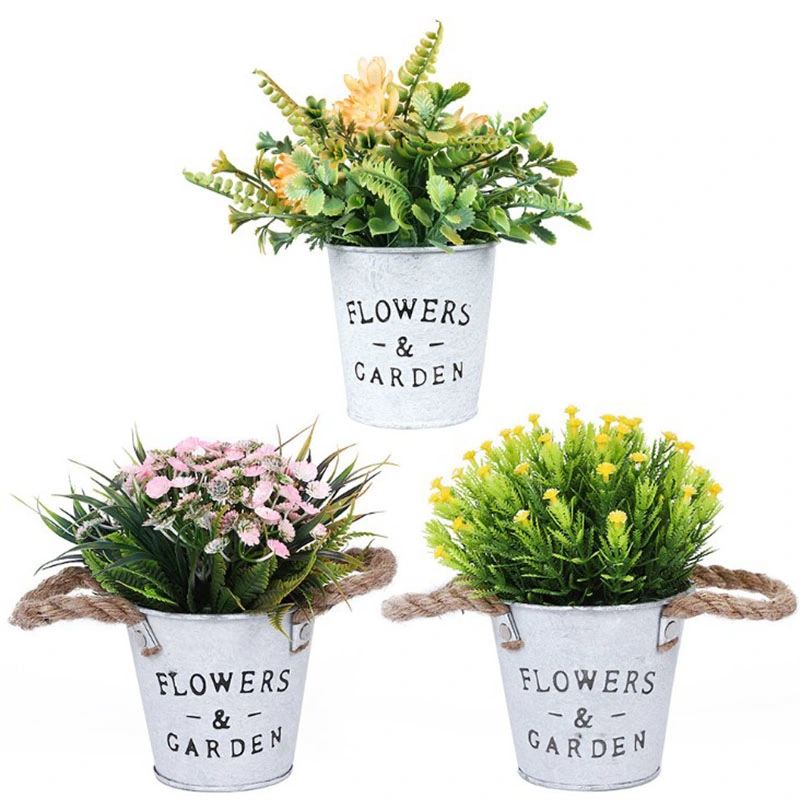 3 Packs Small Fake Potted Plants, Mini Artificial Flower Plant
