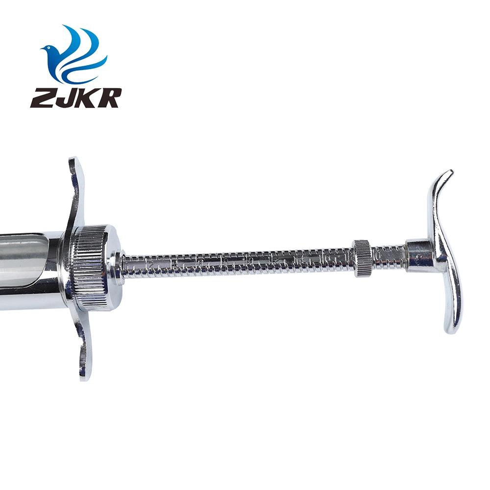 Zjkr Cattle Cow Brass Injectior Metal Syringe with Luer-Lock for Livestock