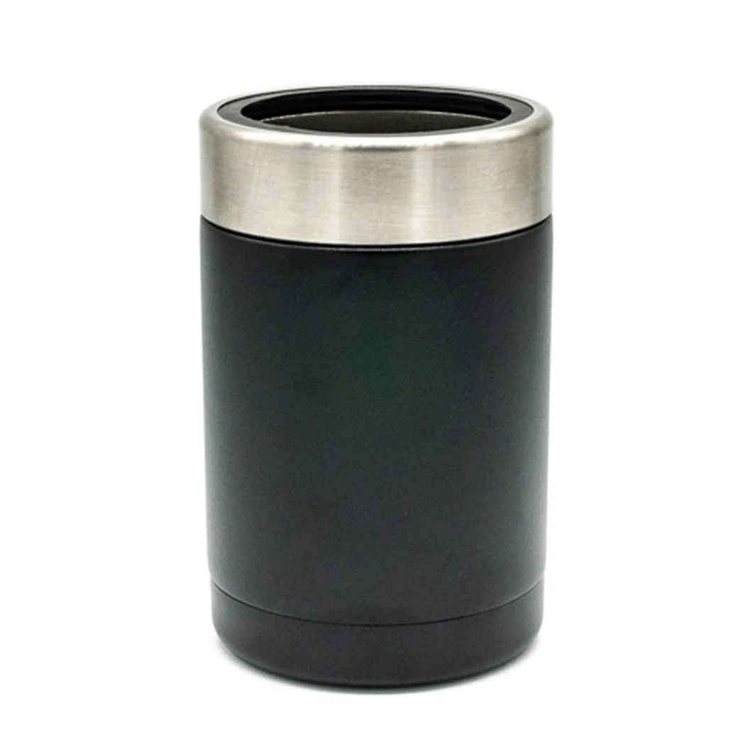 Double Vacuum Insulated Beveage Holder Chiller Insulator 12oz Cola Can Beer Stainless Steel Koozie Cooler with Ring