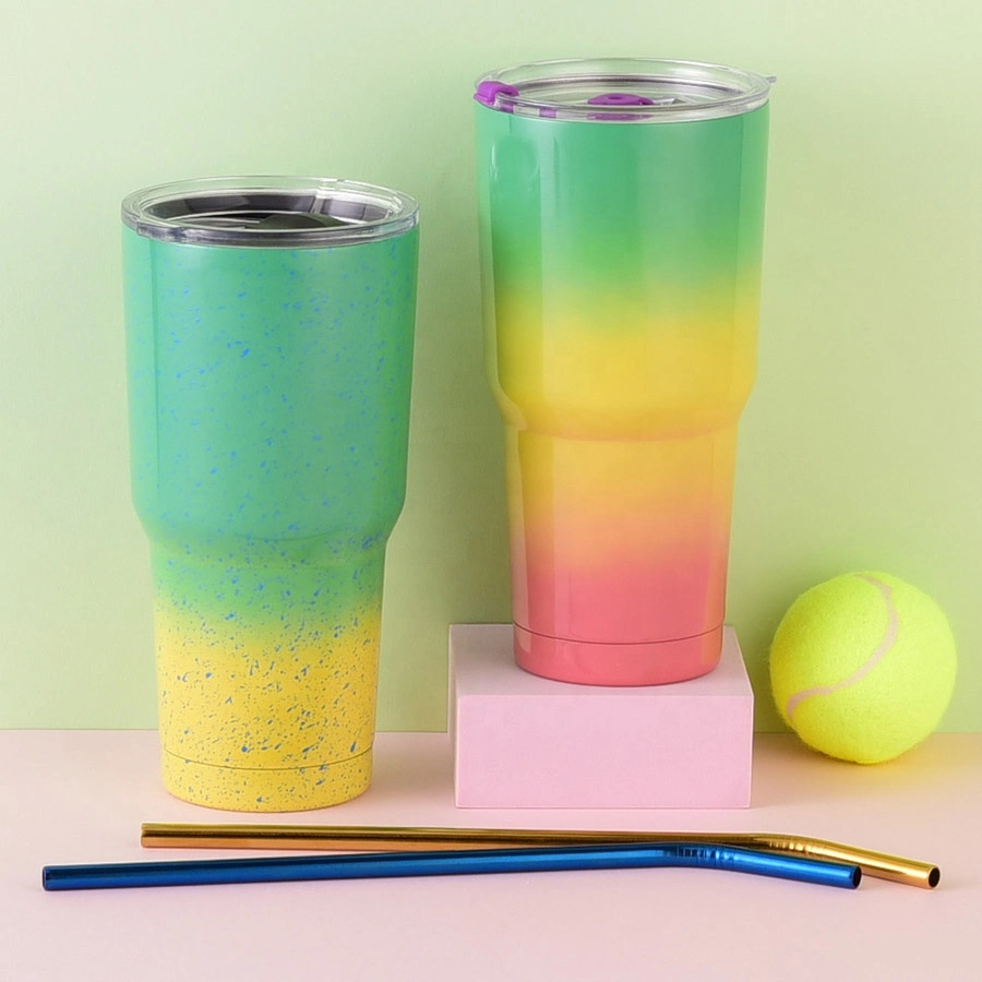 30oz 900ml Travel Color Gradient Engraved Rainbow 2023 New Design Beer Stainless Steel Double Wall Tumbler