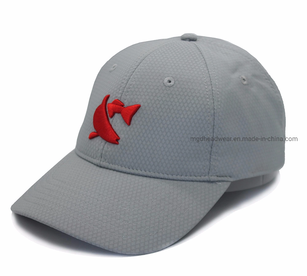 Wholesale 6 Panels Grey Sport Hat 100% Polyester Embroidery Logo Baseball Cap