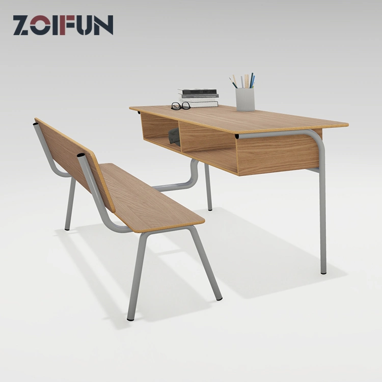 School Double Student Table and Chair Wooden School Classroom Furniture