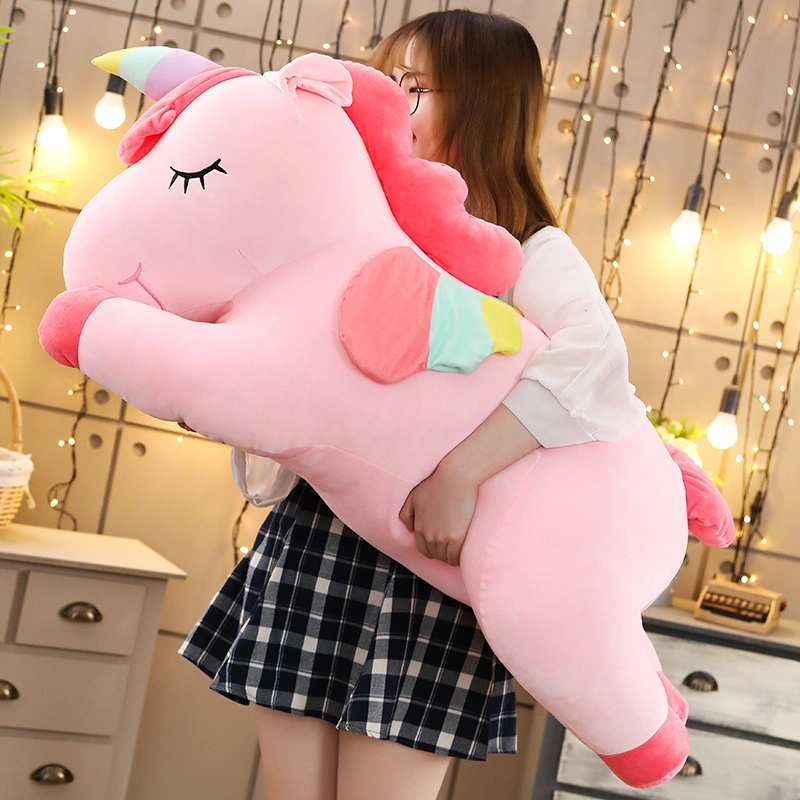 Coussin en forme de licorne arc-en-ciel, poupée en peluche, jouet pour fille, articles cadeaux.