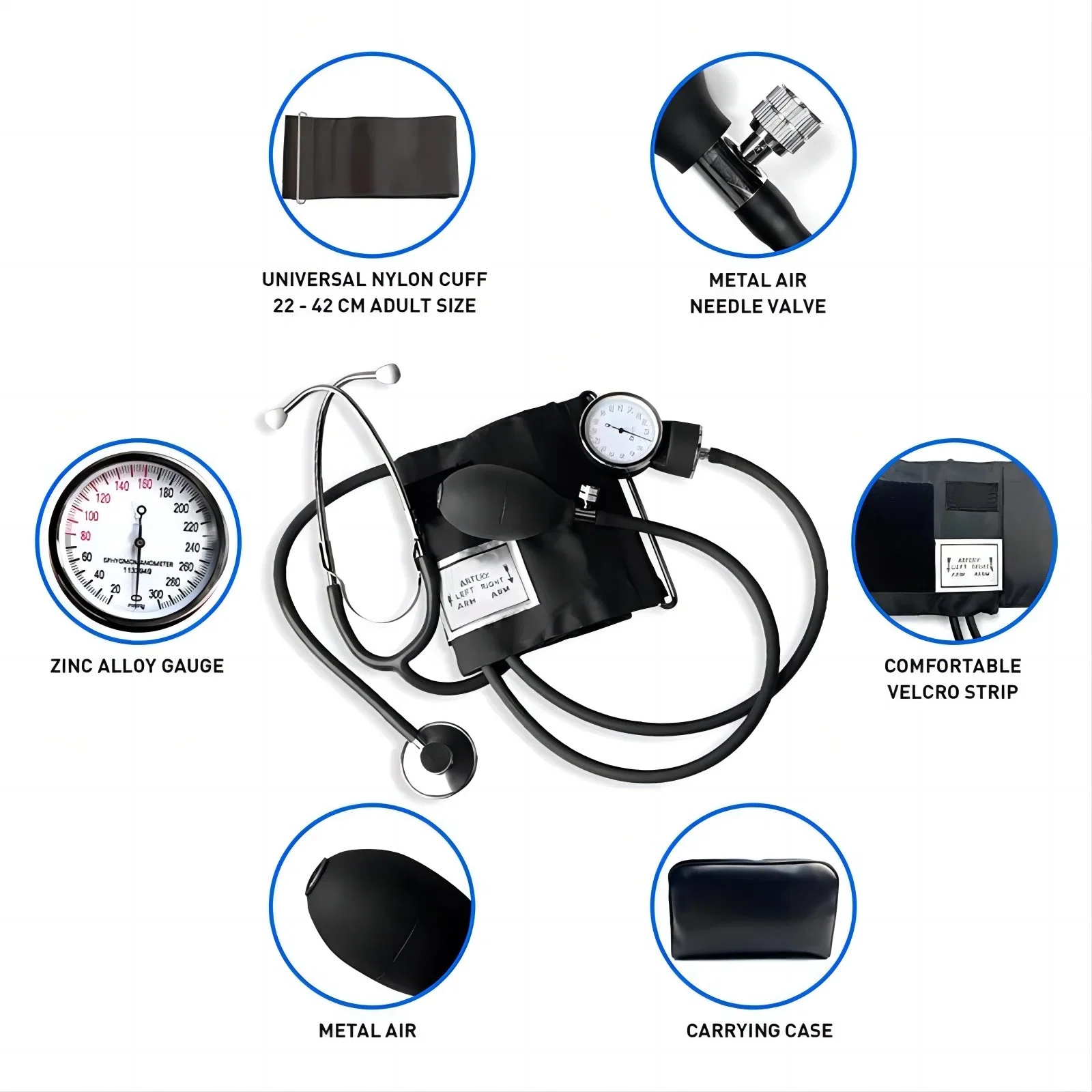 European Blood Pressure Monitor Aneroid Sphygmomanometer with Stethoscope