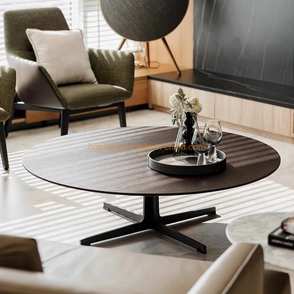 Newly Designed Simple Round Side Table Tea Table Coffee Table Corner Table with Marble Top and Carbon Steel Cross Shape Four Legs Home Furniture Hotel Furniture