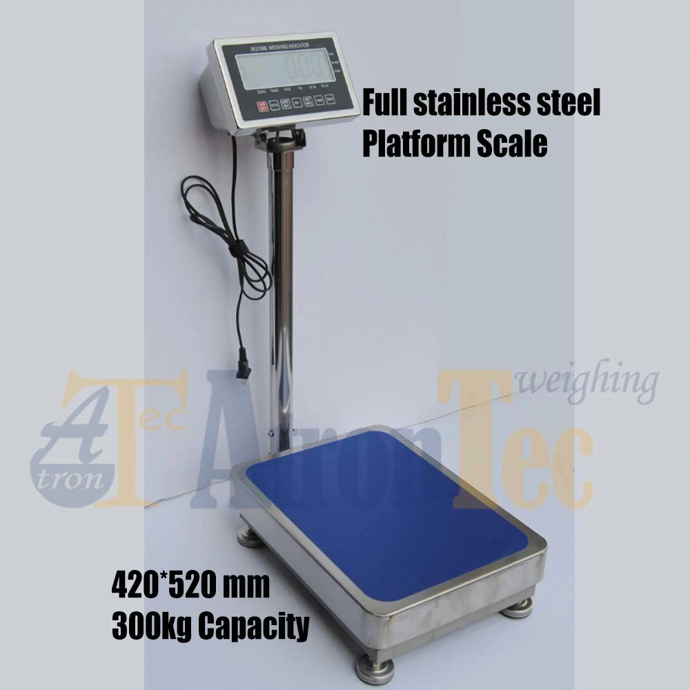 420*520mm Full Stainless Steel Platform Scale, 300kg Capacity LCD Electronic Weighing Scale