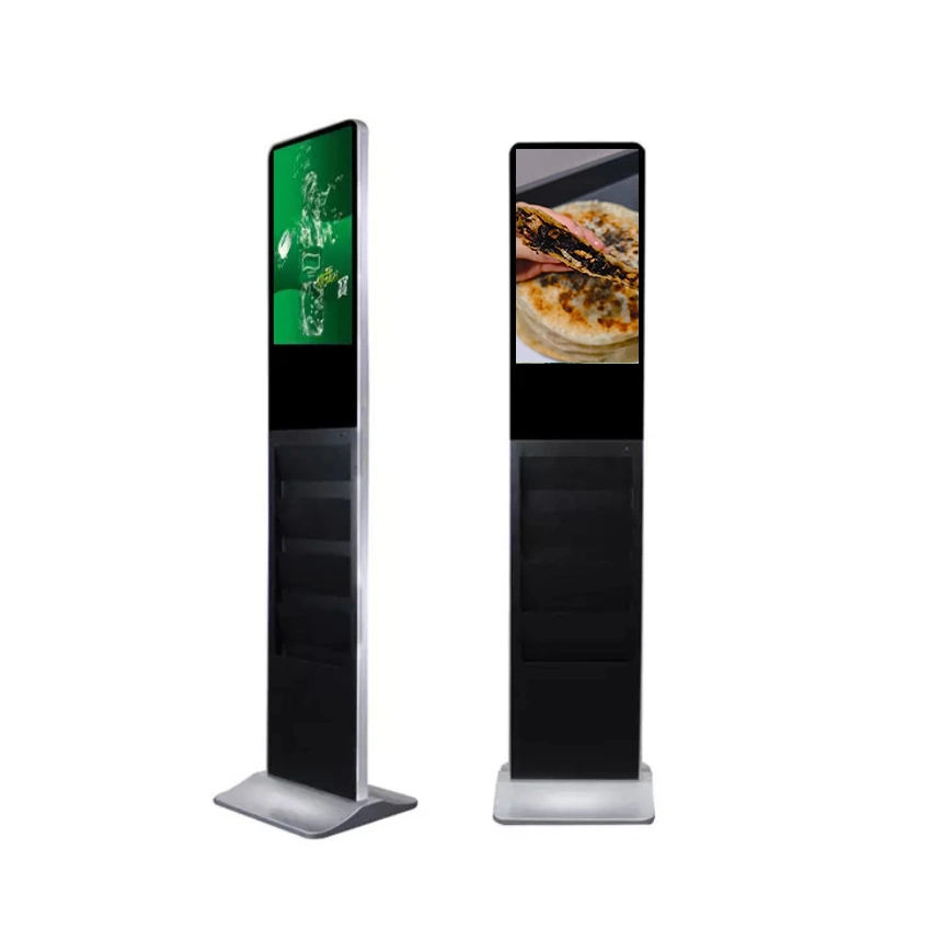 Custom 21.5 Inch Floor Standing Digital Signage with Brochure Holder