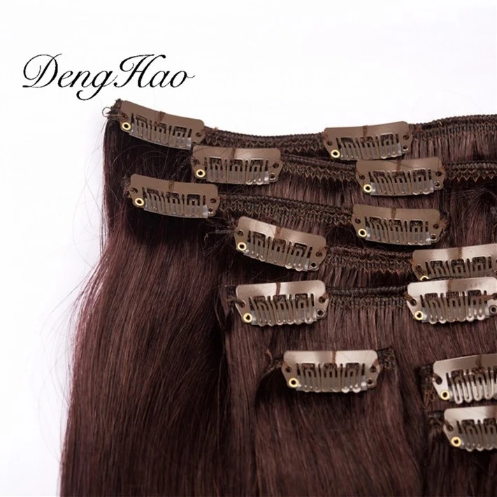 Full Head Top Quality 100% Human Hair Clip in Hair Extensions