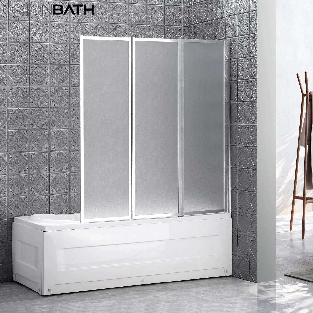 Ortonbath Australian Pivot and Hinge Fold Bathtub Partition Design Tempered Glass Shower Bath Screen