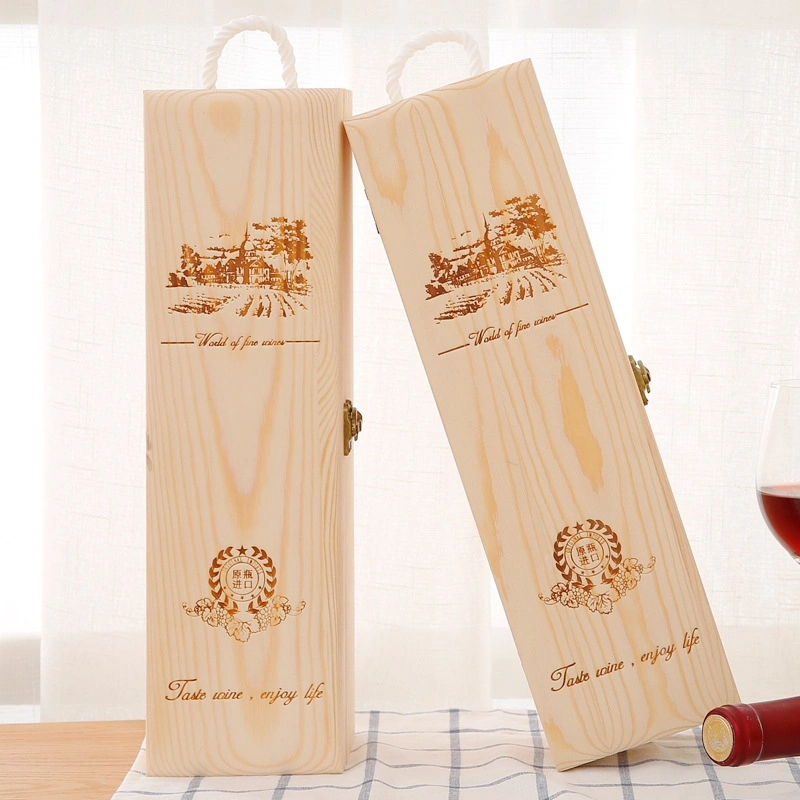 Unfinished Wooden Wine Boxes with Handles for DIY Crafts, Gifts, Birthday and Housewarming Parties, Customizable with Paint, Engravings, and Imprints