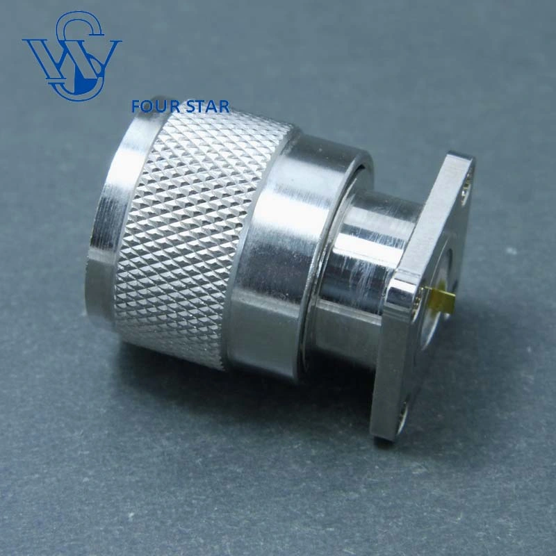 17.5mm Sq Flange Electrical Waterproof Male Plug RF Coaxial N RF Coaxial Connector 0.2-2mm Tab Pin