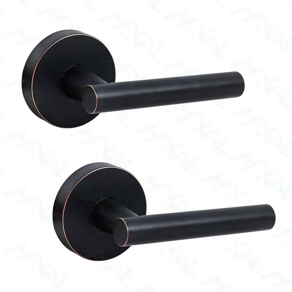 Round Handle Black Single Lever Door Front Dummy Lock with Zinc Alloy