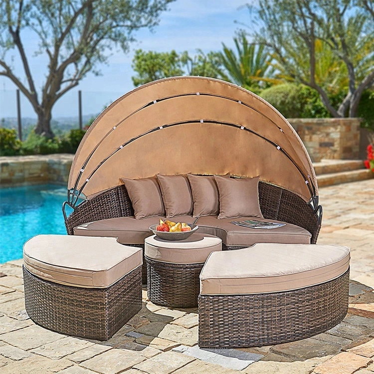 Modern Sunbed Chaise Lounger Beach Chair Wicker Outdoor Daybed