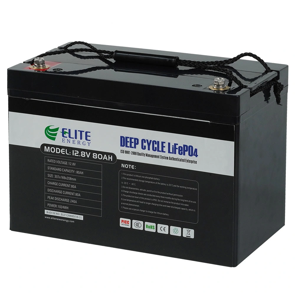 Elite DC Power Supply 12 V 80AMP 1000 Watt LiFePO4 Lithium Iron Battery with Built-in BMS