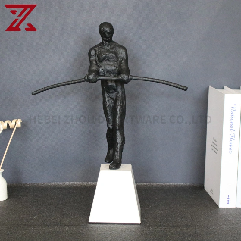 Factory Customized Marble Sculpture Statue Black Iron Characters Statues Metal Crafts for Home Decoration