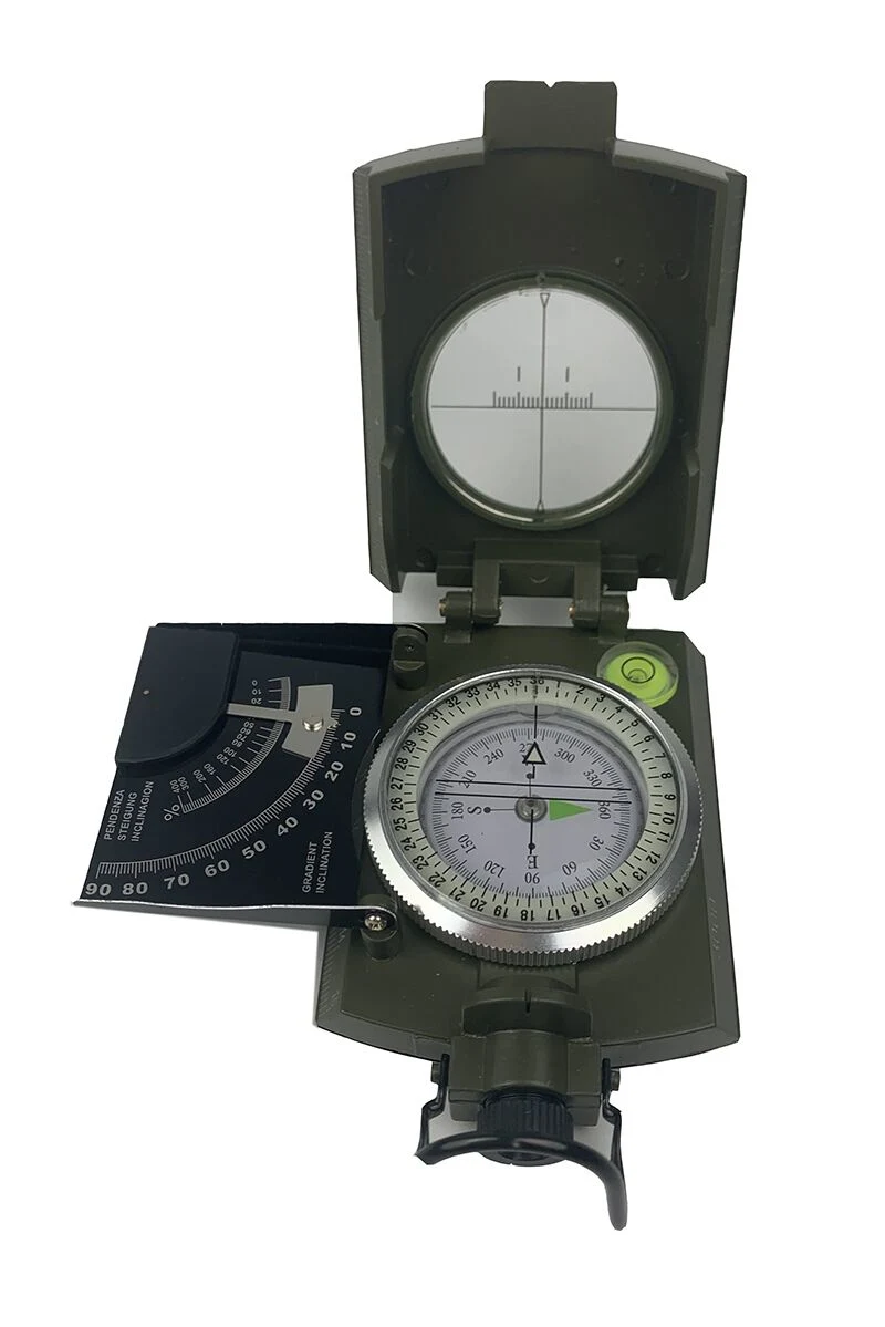 La topografía y Maping Mil-Std Gradiometer Noctilucent Montañismo Polo plegable de metal de zinc metal marchando Lensatic multifunción de la brújula (ES-K4074)