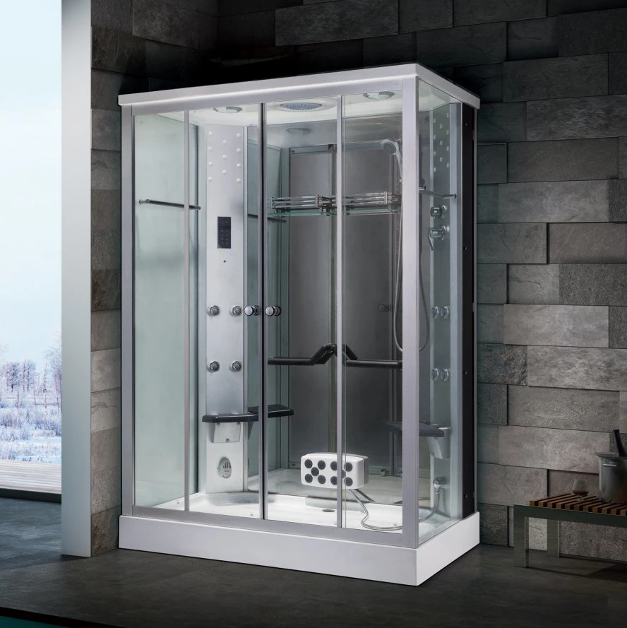 Hotaqi Modern Rectangular Transparent Glass Wet Steam Sauna Room