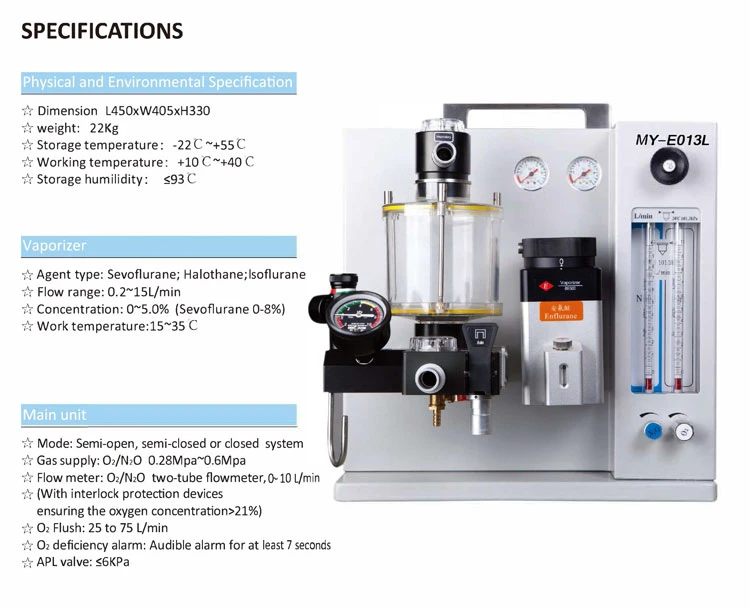 Mi-E013L Productos Médicos Quirúrgicos del Hospital de equipos de anestesia portátil