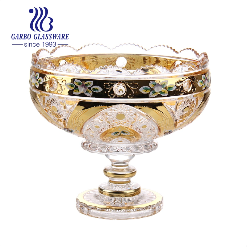 Decorative Gold Glass Fruit Bowl with Foot