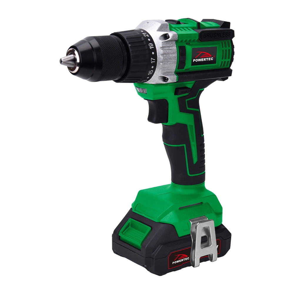 Powertec 20V Lithium Battery Professional Industrial Use Electric Power Cordless Drill 13mm