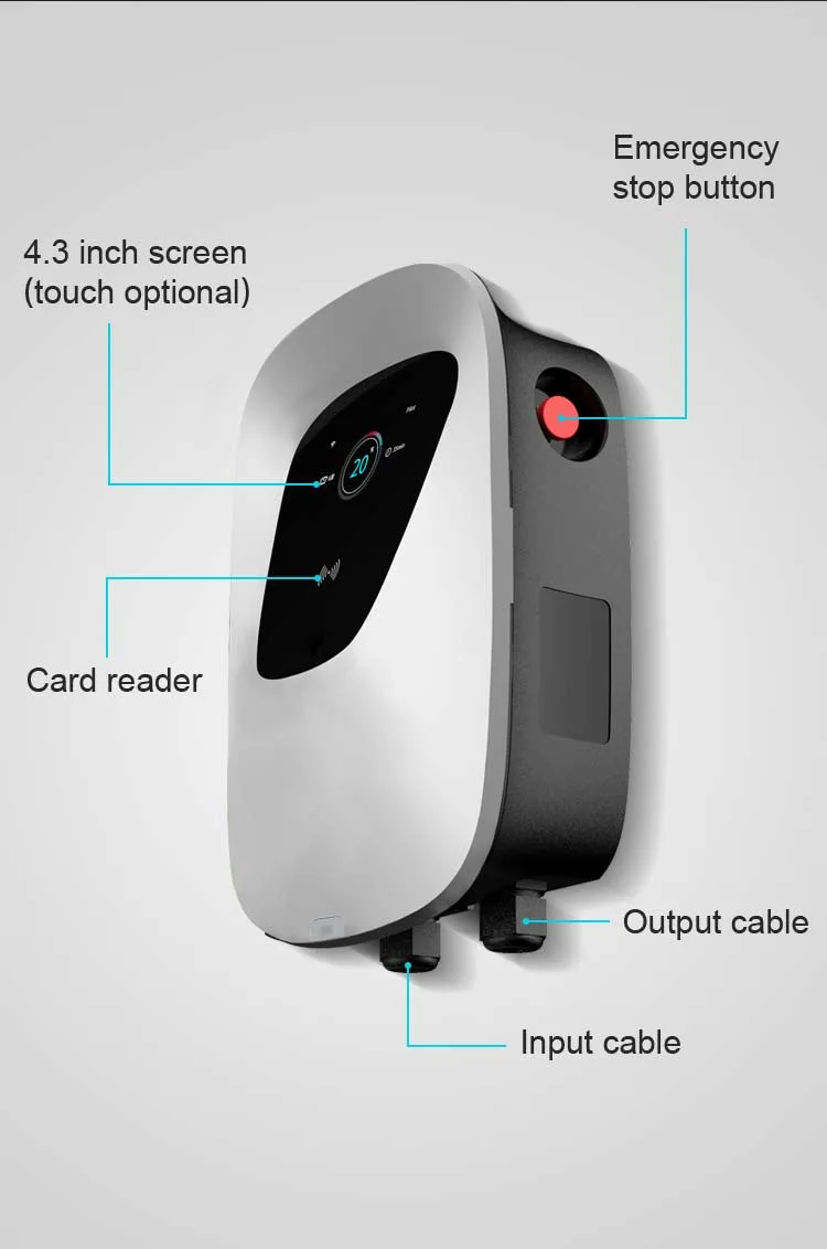 22kw AC 22kw EV Charger with Load Balance Type a AC 30mA+DC 6mA