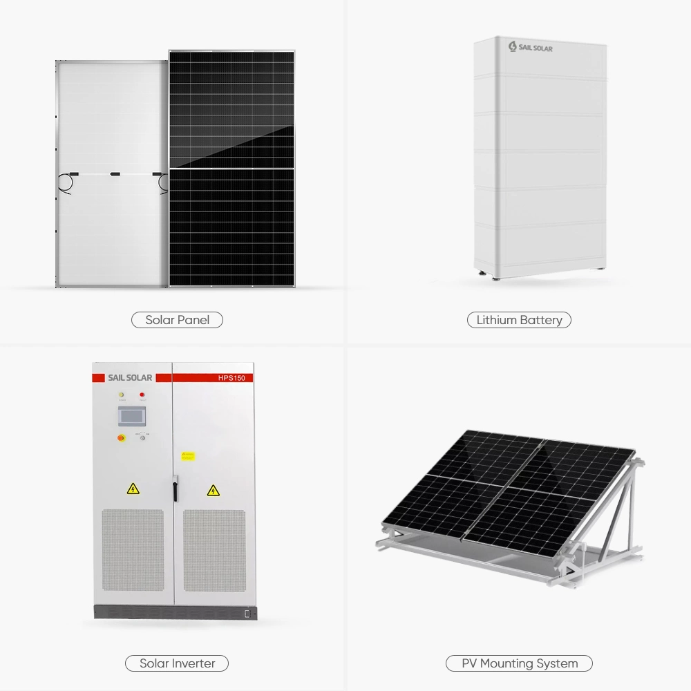 Voile Solar 50kw 60kw 70kw 80kw 90kw 100kw Hybrid Solar Système d'énergie coût moyen du système solaire domestique