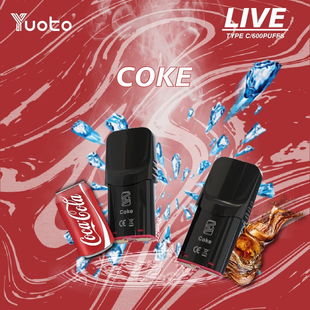 14 arômes Yuoto Live 600 Puff 2% nicotine 2 ml cartouche Batterie lithium 350 mAh, bobine en maille de type C avec bande TPD